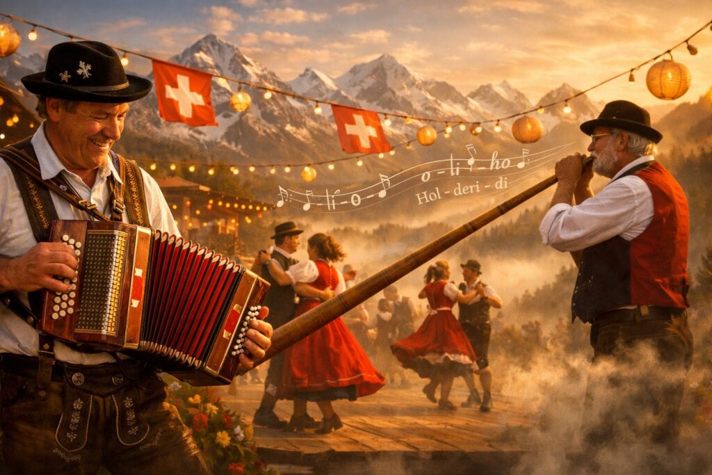 Guide to Swiss traditional music and folklore - alphorn yodel Ländler festival