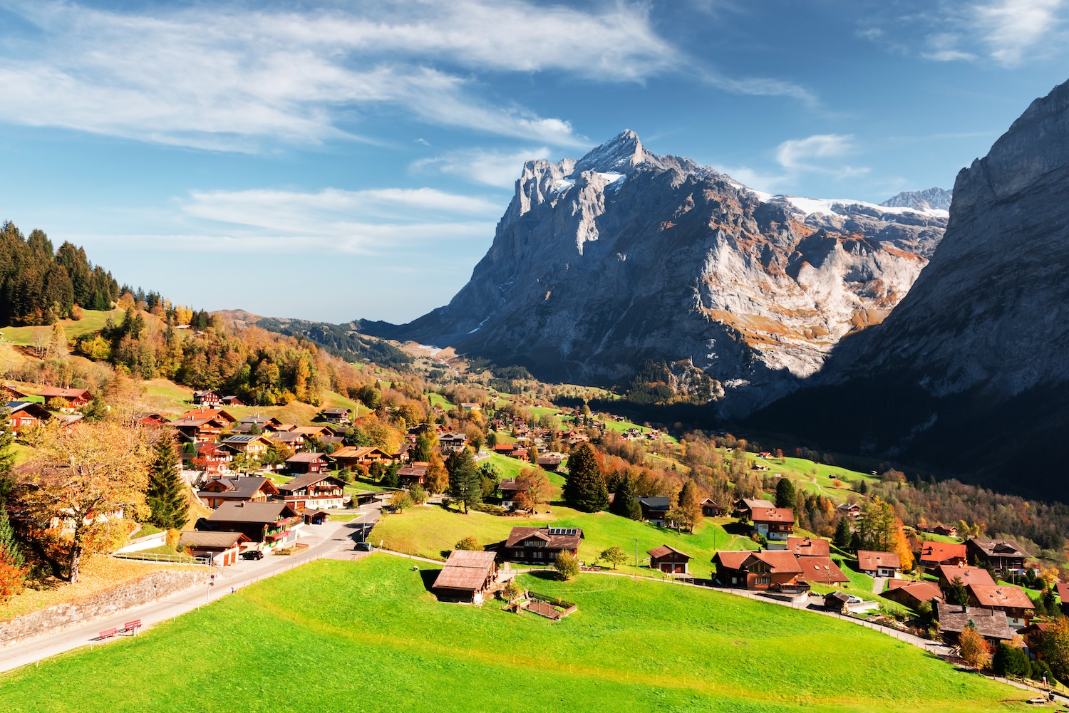 Picturesque autumn landscape in Grindelwald